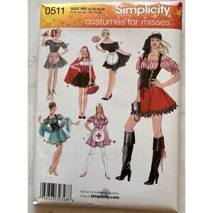 Simplicity Pattern 0511 Womens Halloween Costumes Sz 14-16-18-20 Sexy Maid Nurse